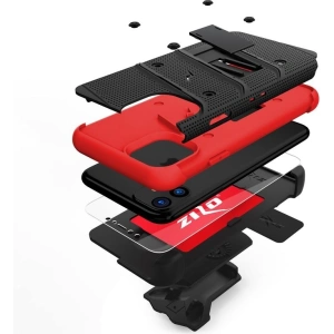 Kup Páncélozott tok Zizo Bolt Cover Apple iPhone 11 9H üveggel a kijelzőn + állvány és övtartó (Fekete/Piros) - ZIZ006BLKRED - {ean13} - Sklep Home Screen