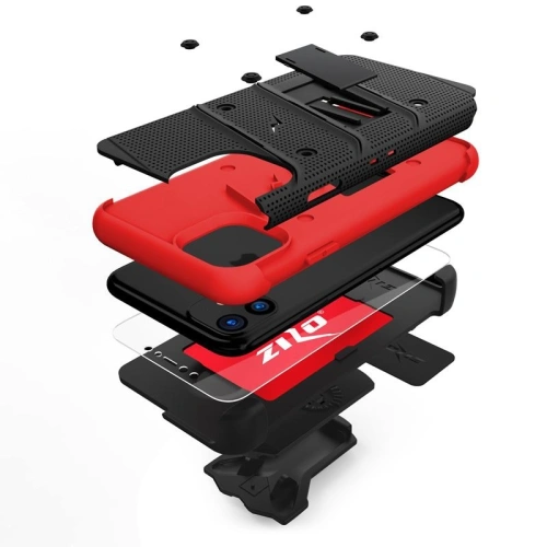 Kup Páncélozott tok Zizo Bolt Cover Apple iPhone 11 9H üveggel a kijelzőn + állvány és övtartó (Fekete/Piros) - ZIZ006BLKRED - {ean13} - Sklep Home Screen