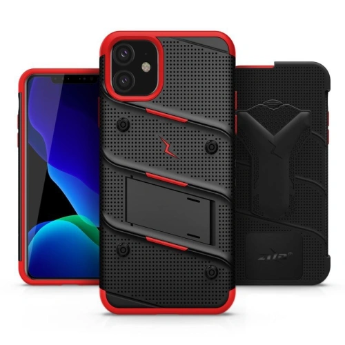 Kup Páncélozott tok Zizo Bolt Cover Apple iPhone 11 9H üveggel a kijelzőn + állvány és övtartó (Fekete/Piros) - ZIZ006BLKRED - {ean13} - Sklep Home Screen