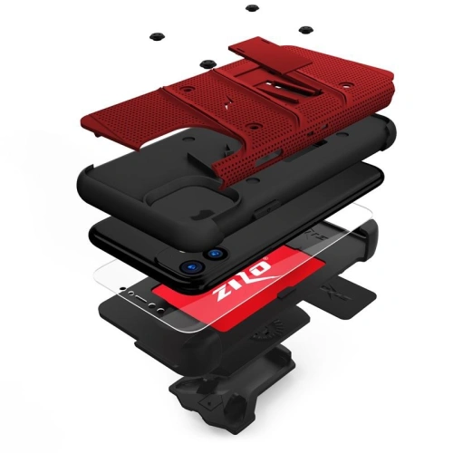 Kup Páncélozott tok Zizo Bolt Cover Apple iPhone 11 9H üveggel a kijelzőn + állvány & övtartó (Piros/Fekete) - ZIZ005REDBLK - {ean13} - Sklep Home Screen