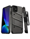 Páncélozott tok Zizo Bolt Cover Apple iPhone 11 9H üveggel a kijelzőn + állvány & övtartó (Fém Szürke/Fekete)