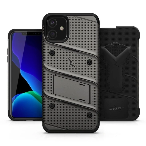 Kup Páncélozott tok Zizo Bolt Cover Apple iPhone 11 9H üveggel a kijelzőn + állvány & övtartó (Fém Szürke/Fekete) - ZIZ008GRYBLK - {ean13} - Sklep Home Screen