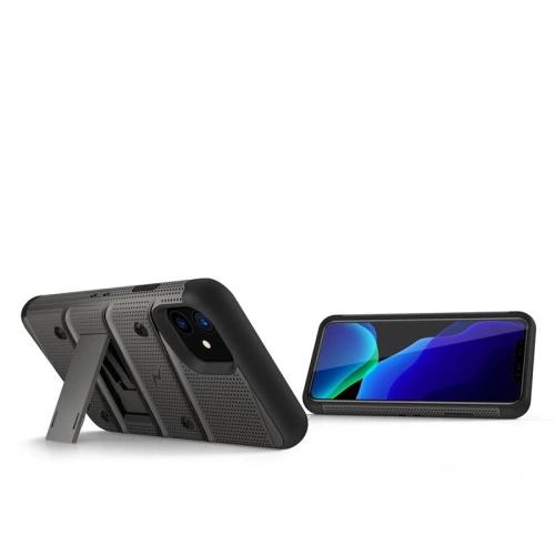 Kup Páncélozott tok Zizo Bolt Cover Apple iPhone 11 9H üveggel a kijelzőn + állvány & övtartó (Fém Szürke/Fekete) - ZIZ008GRYBLK - {ean13} - Sklep Home Screen