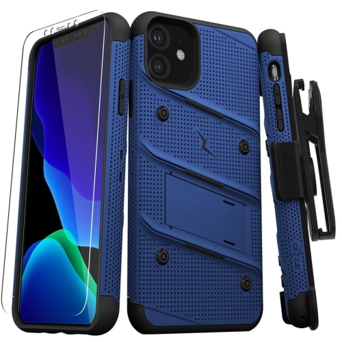 Kup Pancéřové pouzdro Zizo Bolt Cover Apple iPhone 11 se sklem 9H na displej + stojánek & držák na pásek (Modrá/Černá) - ZIZ009BLUBLK - {ean13} - Sklep Home Screen