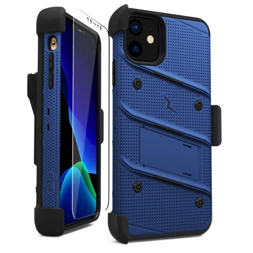 Kup Páncélozott tok Zizo Bolt Cover Apple iPhone 11 9H üveggel a kijelzőn + állvány & övcsat (Kék/Fekete) - ZIZ009BLUBLK - {ean13} - Sklep Home Screen