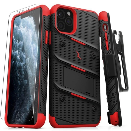 Kup Pancerne etui Zizo Bolt Cover Apple iPhone 11 Pro Max se sklem 9H na displej + stojánek a držák na pásek (Černá/Červená) - ZIZ010BLKRED - {ean13} - Sklep Home Screen