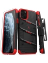 Etui blindat Zizo Bolt Cover Apple iPhone 11 Pro Max cu sticlă 9H pentru ecran + suport și prindere pentru curea (Negru/Roșu)