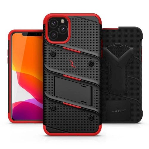 Kup Zizo Apple Gepanzerte Hülle Bolt Cover iPhone 11 Pro Max mit 9H Displayglas + Ständer & Gürtelclip (Schwarz/Rot) - ZIZ010BLKRED - {ean13} - Sklep Home Screen