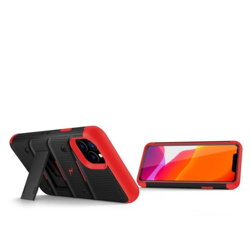 Kup Pancerne etui Zizo Bolt Cover Apple iPhone 11 Pro Max se sklem 9H na displej + stojánek a držák na pásek (Černá/Červená) - ZIZ010BLKRED - {ean13} - Sklep Home Screen