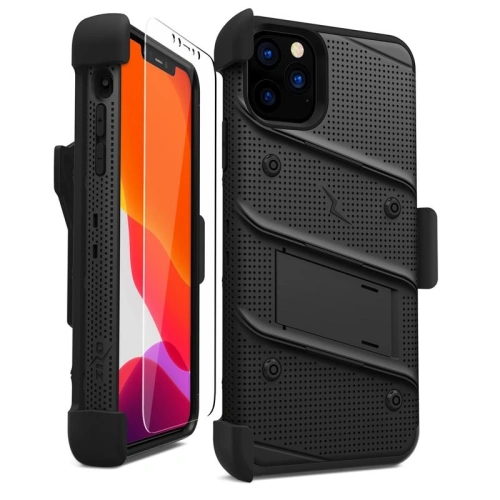 Kup Pancéřové pouzdro Zizo Bolt Cover Apple iPhone 11 Pro Max se sklem 9H na displej + stojánek a držák na pásek (Černá/Černá) - ZIZ011BLK - {ean13} - Sklep Home Screen