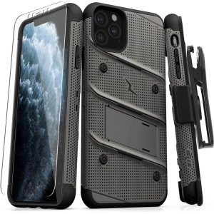 Kup Pancéřové pouzdro Zizo Bolt Cover Apple iPhone 11 Pro Max se sklem 9H na displej + stojánek a držák na pásek (Metal Gray/Black) - ZIZ012GRYBLK - {ean13} - Sklep Home Screen