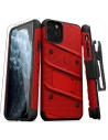 Zizo Bolt Cover - Case for iPhone 11 Pro Max with Military Grade + Glass Screen Protector & Kickstand and Holster (Red/Black)