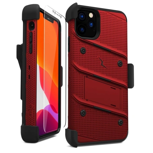 Buy Zizo Bolt Cover - Case for iPhone 11 Pro Max with Military Grade + Glass Screen Protector & Kickstand and Holster (Red/Black) - ZIZ013REDBLK - {ean13} - Home Screen Store Europe