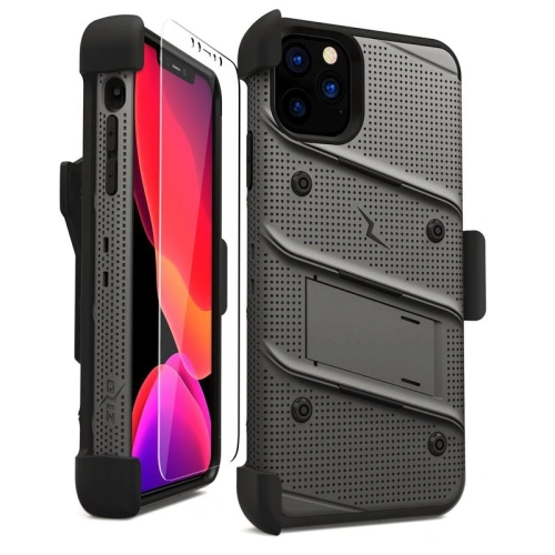Buy Zizo Bolt Cover - Case for iPhone 11 Pro with Military Grade + Glass Screen Protector & Kickstand and Holster (Red/Black) - ZIZ014GRYBLK - {ean13} - Home Screen Store Europe