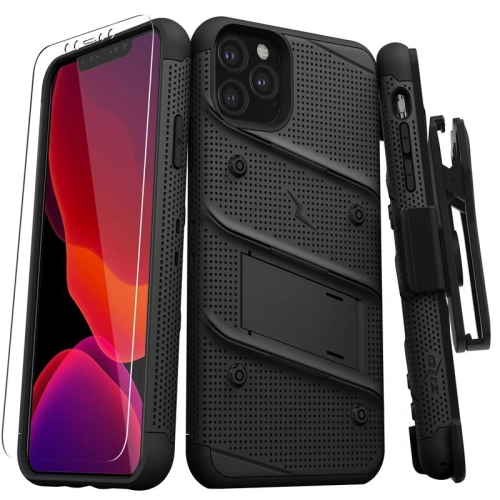 Kup Zizo Apple Panzerhülle Bolt Cover iPhone 11 Pro mit 9H-Glas für Bildschirm + Ständer & Gürtelclip (Schwarz/Schwarz) - ZIZ016BLK - {ean13} - Sklep Home Screen