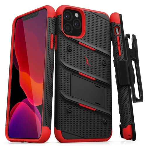 Kup Zizo Apple Gepanzerte Hülle Bolt Cover iPhone 11 Pro mit 9H Displayglas + Ständer & Gürtelclip (Schwarz/Rot) - ZIZ017BLKRED - {ean13} - Sklep Home Screen