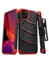 Pancerne etui Zizo Bolt Cover Apple iPhone 11 Pro ze szkłem 9H na ekran + podstawka & uchwyt do paska (Black/Red)