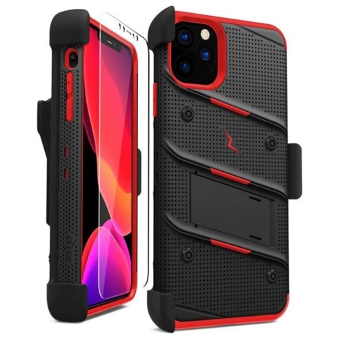Kup Zizo Apple Gepanzerte Hülle Bolt Cover iPhone 11 Pro mit 9H Displayglas + Ständer & Gürtelclip (Schwarz/Rot) - ZIZ017BLKRED - {ean13} - Sklep Home Screen