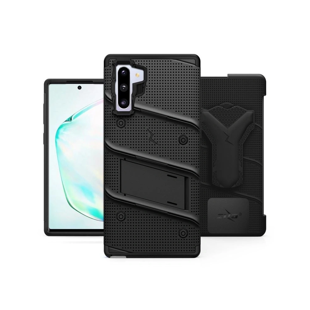 Pancerne etui Zizo Bolt Cover Samsung Galaxy Note 10 oraz podstawka & uchwyt do paska (Black/Black)