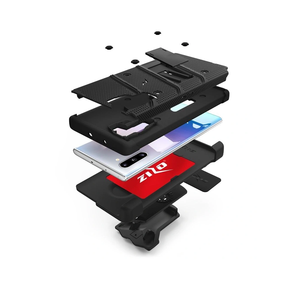 Pancerne etui Zizo Bolt Cover Samsung Galaxy Note 10 oraz podstawka & uchwyt do paska (Black/Black)