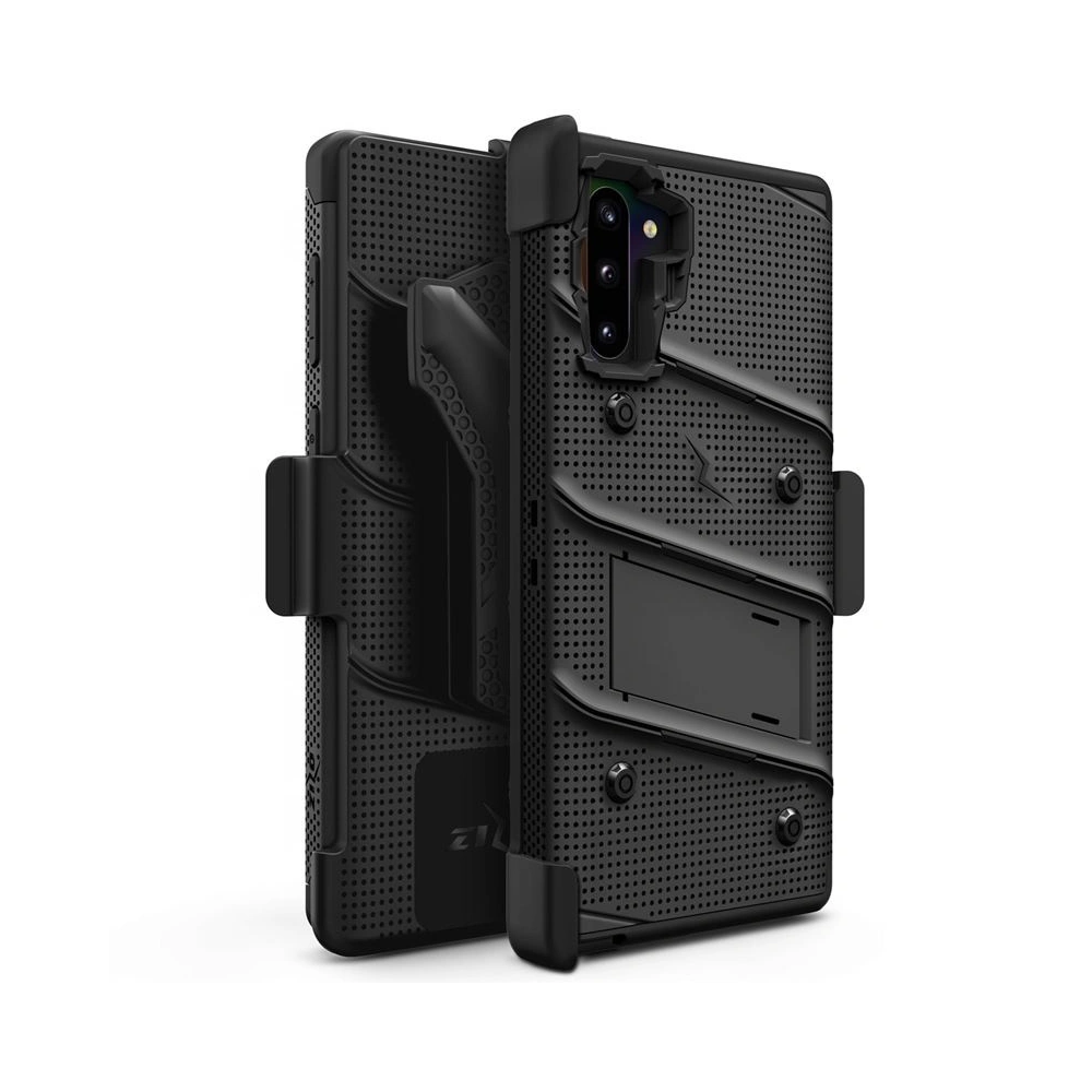 Pancerne etui Zizo Bolt Cover Samsung Galaxy Note 10 oraz podstawka & uchwyt do paska (Black/Black)