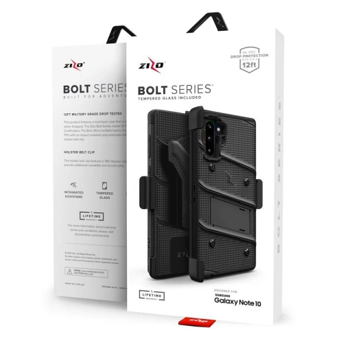 Kup Páncélozott tok Zizo Bolt Cover Samsung Galaxy Note 10 és övtartó & tartó (Fekete/Fekete) - ZIZ019BLK - {ean13} - Sklep Home Screen