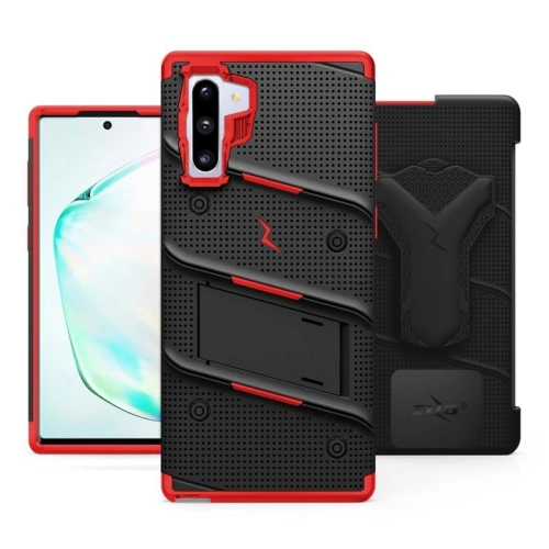 Buy Zizo Bolt Cover - Case for Samsung Galaxy Note 10 & Kickstand and Holster (Black/Red) - ZIZ020BLKRED - {ean13} - Home Screen Store Europe