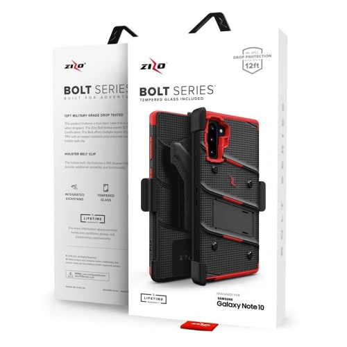 Kup Páncélozott tok Zizo Bolt Cover Samsung Galaxy Note 10 és övcsipesz & tartó (Fekete/Piros) - ZIZ020BLKRED - {ean13} - Sklep Home Screen