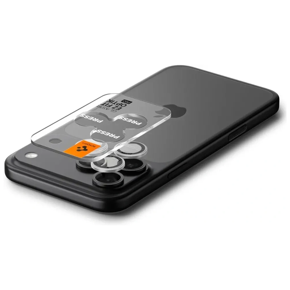 Osłona aparatu Spigen Optik Pro Glas.tr ez Fit Camera Protector do Apple iPhone 16 Pro / Max / 17 Pro / Max Silver [2 PACK]