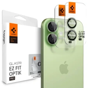Osłona aparatu Spigen Optik Pro Glas.tr ez Fit Camera Protector do Apple iPhone 16 / 16 Plus / 17 Green [2 PACK]