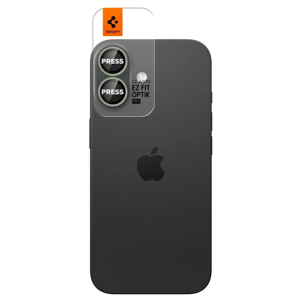 Osłona aparatu Spigen Optik Pro Glas.tr ez Fit Camera Protector do Apple iPhone 16 / 16 Plus / 17 Green [2 PACK]