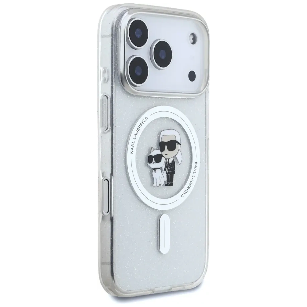 Etui Karl Lagerfeld IML Karl Choupette Glitter MagSafe do Apple iPhone 17 Pro Max przezroczysty