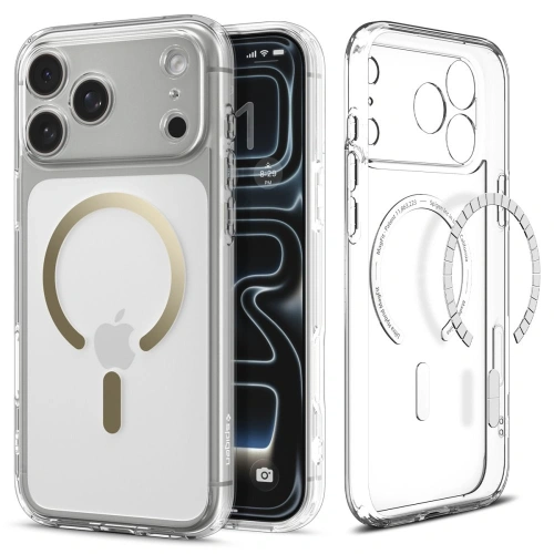 Etui Spigen Ultra Hybrid Mag MagSafe do Apple iPhone 17 Pro Max Clear/gold