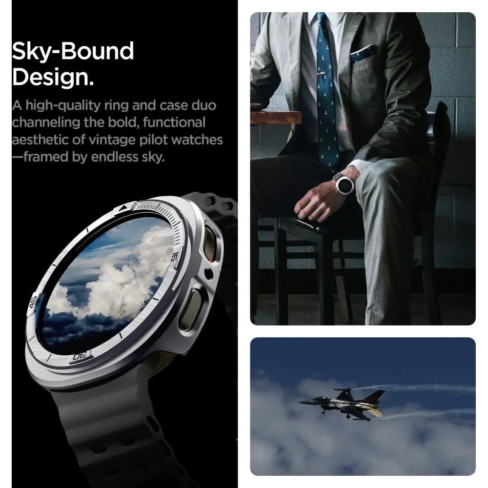 Nakładka Spigen Bezel Tune Pro Pilot do Samsung Galaxy Watch 8 44mm Silver