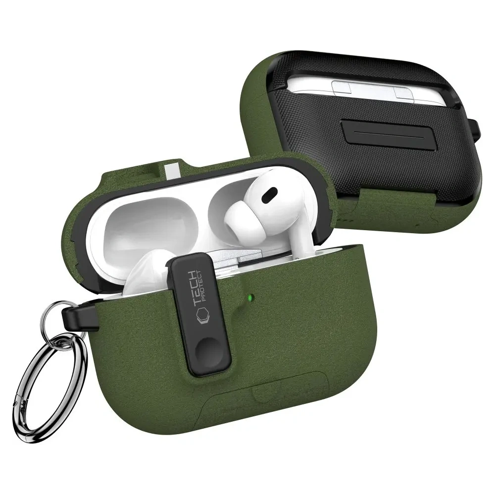 Etui Tech-Protect Slim Hook do Apple AirPods Pro 3 Olive Green