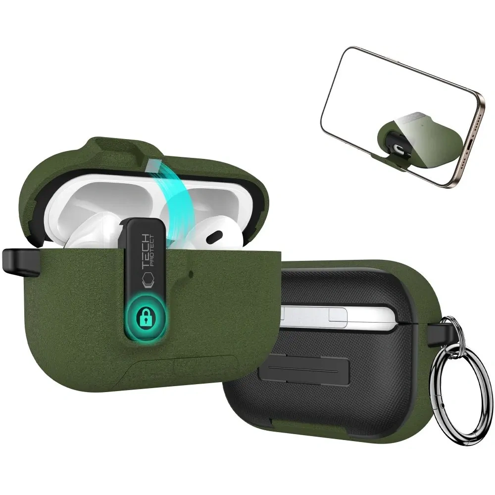 Etui Tech-Protect Slim Hook do Apple AirPods Pro 3 Olive Green