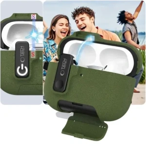 Etui Tech-Protect Slim Hook do Apple AirPods Pro 3 Olive Green