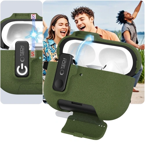 Etui Tech-Protect Slim Hook do Apple AirPods Pro 3 Olive Green
