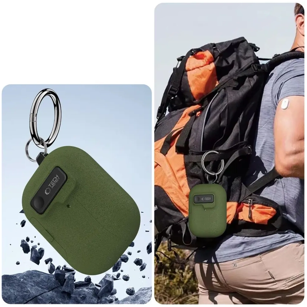 Etui Tech-Protect Slim Hook do Apple AirPods Pro 3 Olive Green