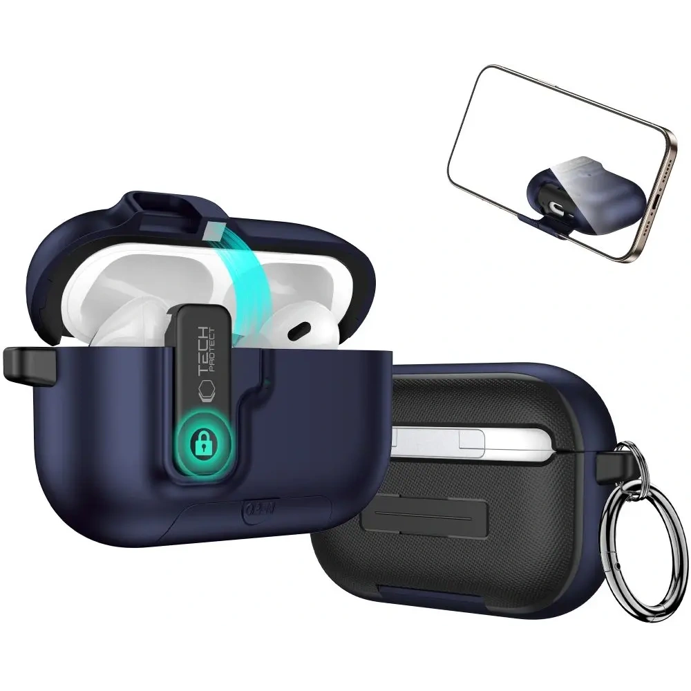 Etui Tech-Protect Slim Hook do Apple AirPods Pro 3 Navy Blue