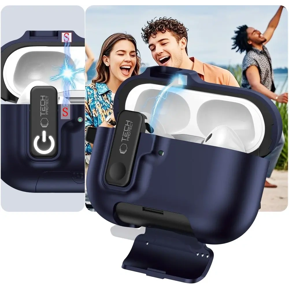 Etui Tech-Protect Slim Hook do Apple AirPods Pro 3 Navy Blue