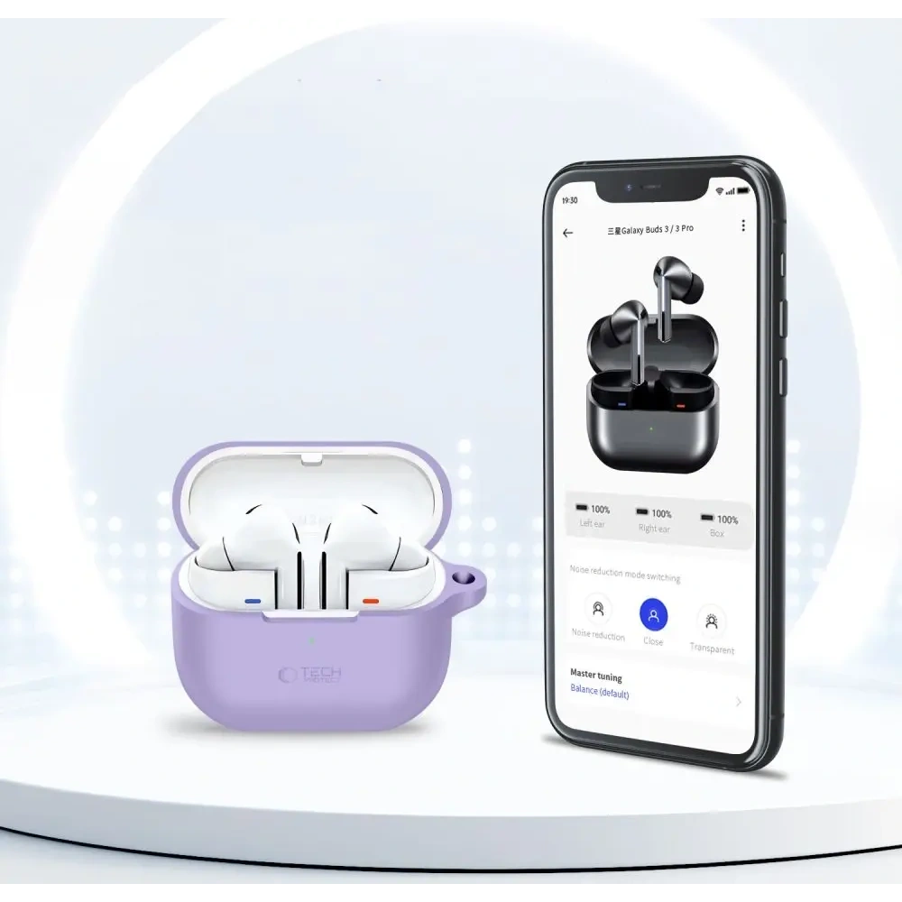 Etui Tech-Protect Silicone Hook Samsung Galaxy Buds 3 / 3 FE / 3 Pro Lavender