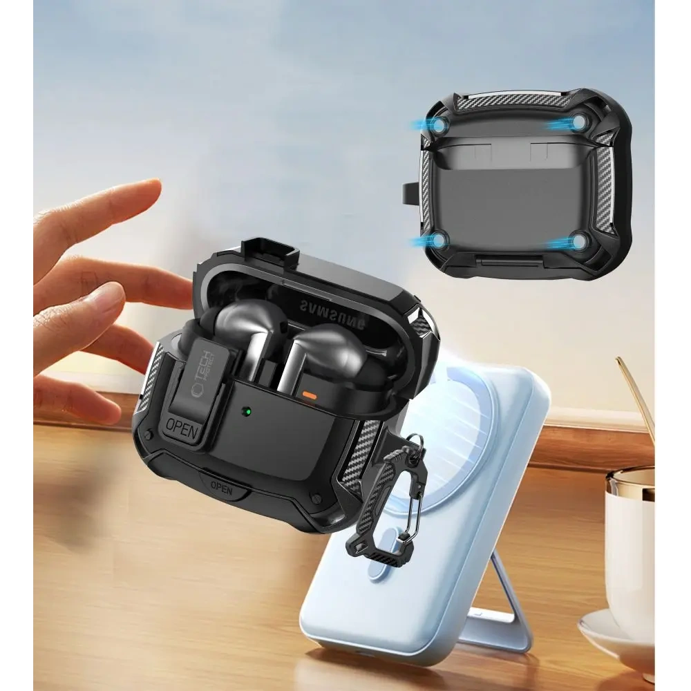 Etui Tech-Protect Carbonox MagSafe do Samsung Galaxy Buds 3 / 3 FE / 3 Pro Black