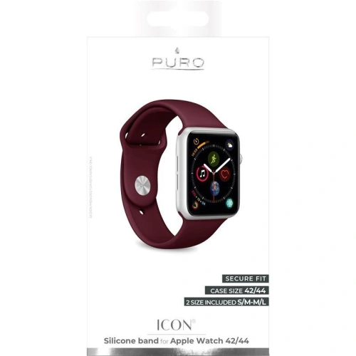 Kup Elastický pásek PURO ICON Band Apple Watch 4/5/6/7/SE/8/9/Ultra 44/45/49mm (S/M & M/L) (bordový) - PUR139RED - {ean13} - Sklep Home Screen