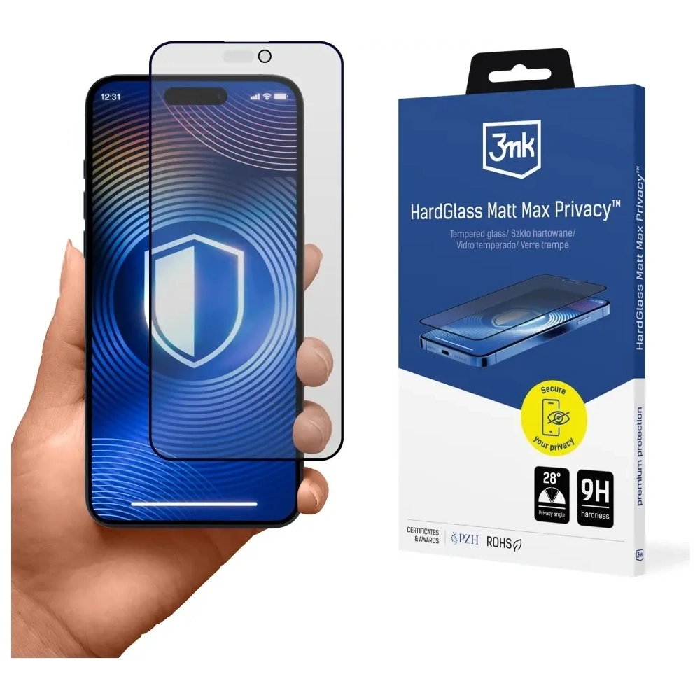 Szkło hartowane 3MK HardGlass Matt Max do Apple iPhone 16 Pro / 17