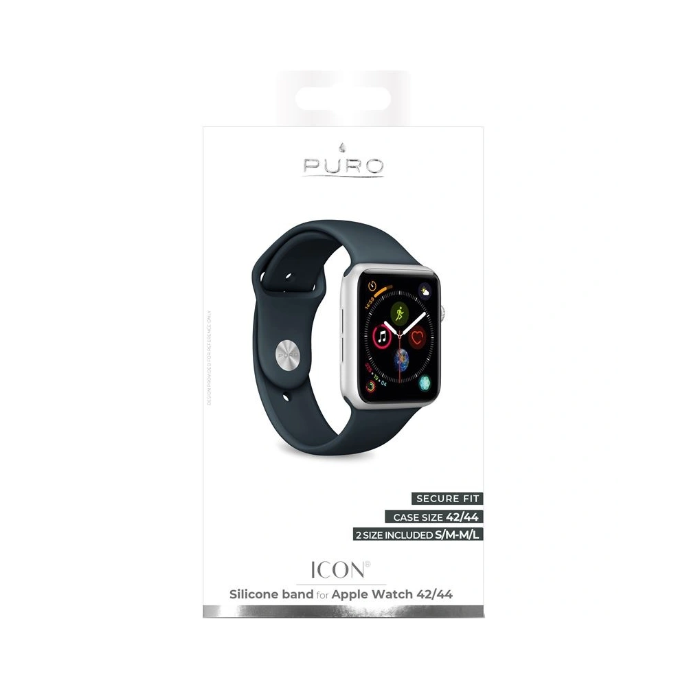Elastyczny pasek PURO ICON Band Apple Watch 4/5/6/7/SE/8/9/Ultra 44/45/49mm (S/M & M/L) (Navy Blue)