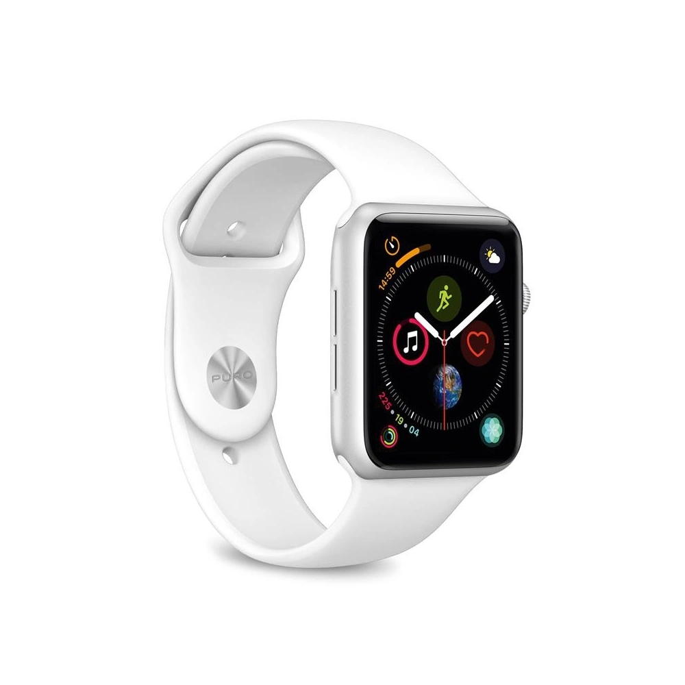 Elastyczny pasek PURO ICON Band Apple Watch 4/5/6/7/SE/8/9/Ultra 44/45/49mm (S/M & M/L) (biały)