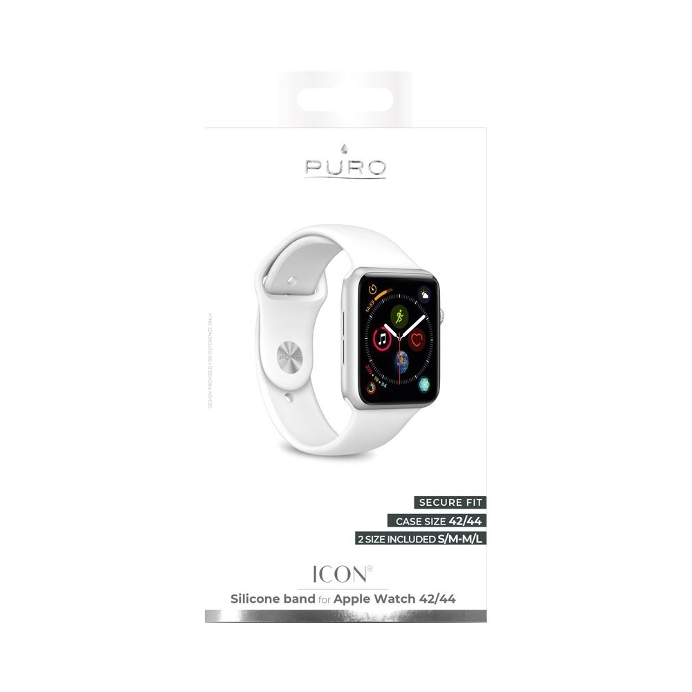 Elastyczny pasek PURO ICON Band Apple Watch 4/5/6/7/SE/8/9/Ultra 44/45/49mm (S/M & M/L) (biały)