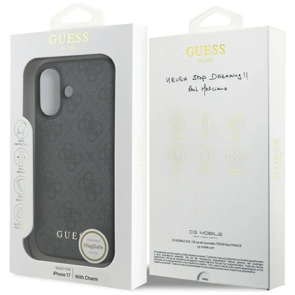 Etui Guess 4G Charms Collection MagSafe do Apple iPhone 17 czarny