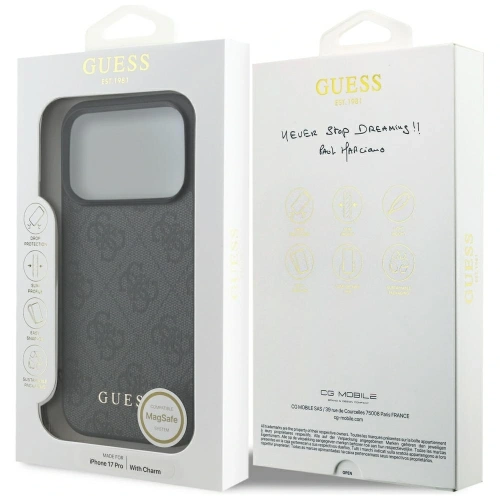 Etui Guess 4G Charms Collection MagSafe do Apple iPhone 17 Pro czarny